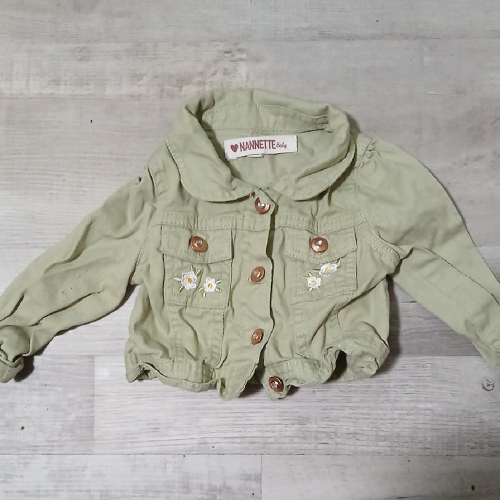 Nannette Baby Jean Jacket with Floral Design